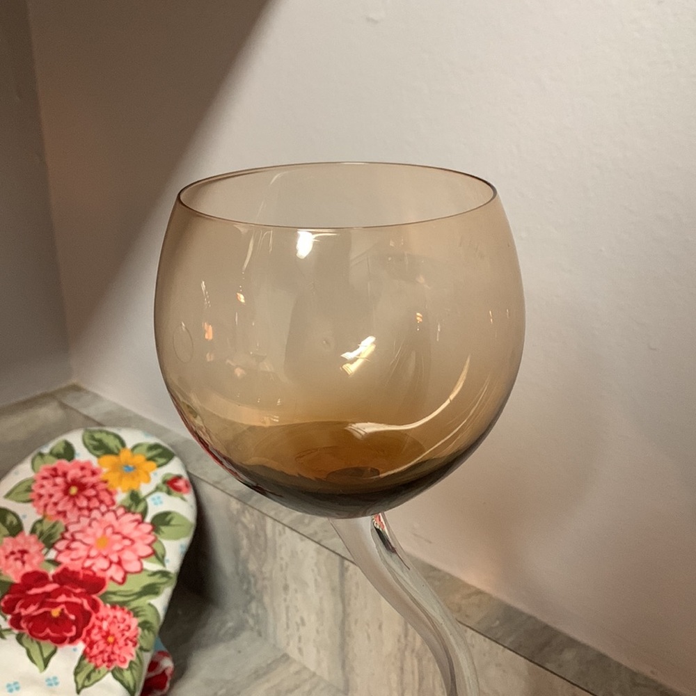13" Vintage 80's Retro Elongated Wavy Stem wine glass glasses set of 4